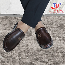 Dép Bít Mũi Nam Da Bò Thật Trường Hải Màu Đen Dép nam Thời Trang Cao cấp DN130