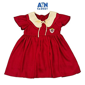 Đầm bé gái họa tiết Dâu Đỏ Nhung Tơ Hàn - AICDBGVNRNIX - AIN Closet