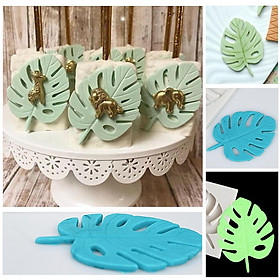 Khuôn Silicon Rau Câu 4d làm bánh 3 Lá Monstera đại