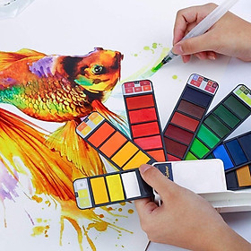 Màu Nước Water Color Cao Cấp Dạng Thẻ Nén 18/25/33/42 Màu, Tặng Kèm Bút Vẽ - Chuyên Dùng Cho Học Sinh, Sinh Viên, Vẽ Chuyên Nghiệp - Hàng Chính Hãng - VinBuy