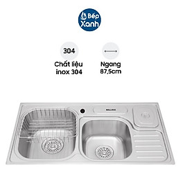 Mua Chậu Rửa Chén Malloca MS 1024 - Inox 304 - Ngang 87 5cm - Hàng Chính Hãng