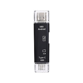 3 in 1 Type-C Card Reader Micro USB Type-C OTG Extension High Speed TF Memory Card Reader for PC Computer Phone Black
