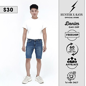 Quần Short Jeans Nam Cao Cấp HUNTER X-RAYS Form Slimfit Màu Xanh Biển S30