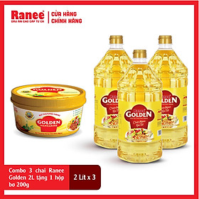 Combo 3 chai dầu ăn Ranee Golden 2 lít tặng bơ 200g 2 lít x 3 chai