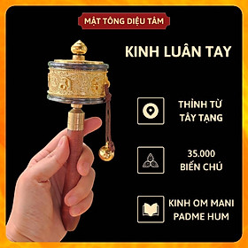 Kinh luân cầm tay tây tạng 35000 câu chú Om Mani Padme Hum màu vàng mật tông MS280 Diệu Tâm