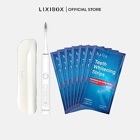 Combo Bàn Chải Điện Halio Toothbrush PRO White Và Set 7 Miếng Dán Trắng