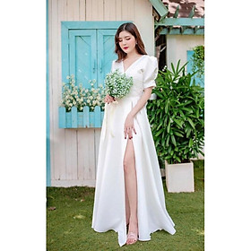 Đầm maxi cưới xẻ đùi kết hạt ngọc TRIPBLE T DRESS - Size M/L -MS111Y