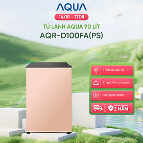 [SẢN PHẨM MỚI 2025] Tủ lạnh mini Aqua 90 lít AQR-D100FA(PS) - Màu hồng nhạt - Freeship toàn quốc - Có hỗ trợ đổi qua be - Hàng chính hãng