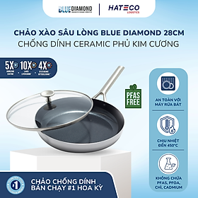 Mua Chảo sâu lòng chống dính thép không gỉ phủ tinh thể kim cương cao cấp Blue Diamond 28cm có nắp kính