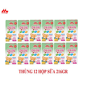 Thùng 12 hộp Sữa Morinaga Số 3 Kodomil 216g Cho Bé Từ 3 Tuổi hương dâu, hương Vani ( không tem đổi quà)