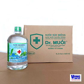 1 Thùng 9 chai Nước súc miệng Dr. Muối hương vỏ chanh 1000ml