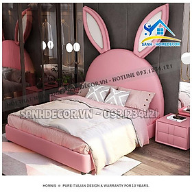 Mua Giường ngủ cho bé 1m2x2m SÀNH - HOME DECOR lọt nệm khung gỗ tự nhiên bọc nệm cao cấp  giường bé gái mẫu đẹp hình tai thỏ