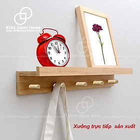 Mua Kệ treo tường móc quần áo 2 trong 1 trang trí và treo quần áo  đồ dung đa năng tiện lợi chất liệu gỗ thông bền đẹp