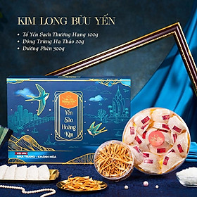 Hộp Quà Yến Sào Hoàng Kim Kim Long Bửu Yến 100g Tổ Yến Thượng Hạng và Đông Trùng Hạ Thảo - Quà Biếu Sếp, Tặng Doanh Nghiệp Cao Cấp