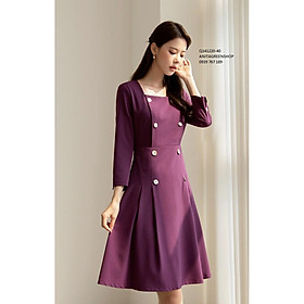 Q141220 ĐẦM XÒE CỔ VUÔNG PHỐI NÚT