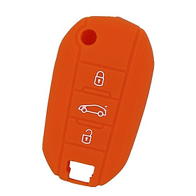 Silicone Car Key Case Cover Fit for AUDI Folding Remote Key Fob Case Shell 3 Buttons Orange