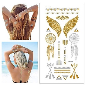 Xăm nhũ cánh thiên thần, mũi tên, vòng dreamcatcher, hoa vintage tatoo tạm thời henna Legaxi