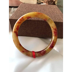 CHIẾC VÒNG ĐÁ MÃ NÃO TỨ QUÝ I 52 VÒNG MÀU VÀNG ĐỎ NỮ MỆNH THỔ MỆNH KIM 47KG ĐẾN 56 KG