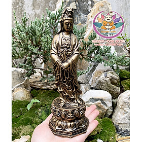 Mua Tượng Mẹ Quan Âm 23cm đá màu trắng  màu đồng trang trí nội thất nhà cửa- phong thủy- thờ cúng