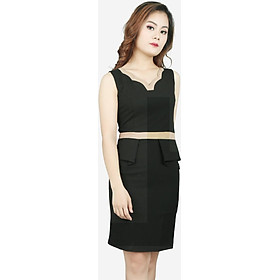 Đầm sát nách đen gạo pha nâu DDC0442DG