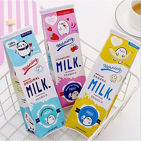 Túi đựng bút dễ thương ngộ nghĩnh, họa tiết hộp sữa MILK giá rẻ sáng tạo_giao ngẫu nhiên_T01