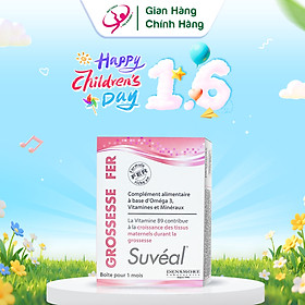 Suvéal Grossesse - Fer: Vitamin Tổng Hợp Cho Bà Bầu Cao Cấp Từ Pháp, Bổ Sung Đầy Đủ Vitamin Khoáng Chất, Ngăn Ngừa Dị Tật Thai Nhi, Tiền Sản Giật Và Tiểu Đường Thai Kỳ, Không Gây Táo Bón