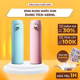 Mua  Tặng Sticker  Bình Giữ Nhiệt Nước Nóng Mini Dung Tích 450ml  Giữ Nhiệt Liên Tục 6 Tiếng  Bình Nước Nhỏ Gọn Đẹp Mắt