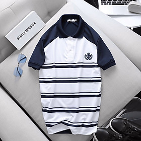 ÁO THUN NAM CÁ SẤU  CỔ BẺ PHỐI SỌC CÓ SIZE 3XL