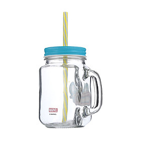 CỐC THỦY TINH MINISO JAR MUG CÓ NẮP ĐẬY KÈM ỐNG HÚT 470ML