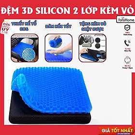 Đệm Ngồi Silicon 2 Lớp Cao Cấp, Đệm Silicon Thoáng Khí 3D Lót Mông Thoáng Khí Chống Đau Mỏi Cao Cấp Kèm Vỏ Bọc