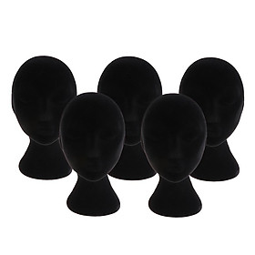 5xFemale Foam Mannequin Manikin Head Model Wigs Glasses Display Stand Black