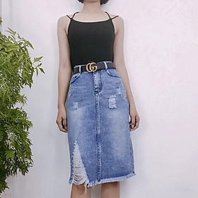 5 mẫu chân váy bò dài thần thánh và cách phối đồ với chân váy jeans dài  thời thượng