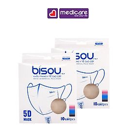 0131989 khẩu trang y tế bisou 5d hộp 10 cái