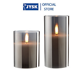 Nến điện | JYSK Klaus | paraffin/thủy tinh | xám | DK8xH10/15cm