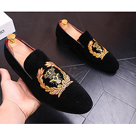 LCRTZKG Men's Fashion Flip Fur Thêu Loafers Men's Casual In Moccasins Oxford Shoes Men's Party Driving Flat Shoes Kích thước EU 38-45