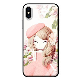 Ốp lưng kính cường lực cho iPhone X Anime Cô Gái Váy Bông - Hàng chính hãng