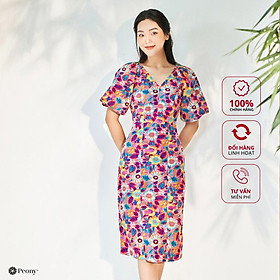 Váy nữ hoạ tiết hoa xinh xắn, tay bồng nữ tính, chất liệu cao cấp Peony - SUNFLOWER DRESS