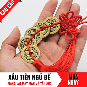 Xâu Tiền Ngũ Đế Bằng Đồng Thau Rộng 24mm Giúp Thu Hút Tài Lộc - Tiền Xu May Mắn