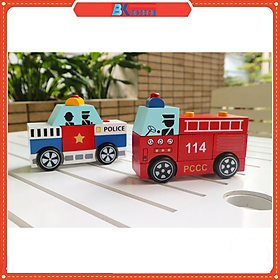 Đồ chơi mô hình xe ô tô, Lắp ráp xe cứu hỏa - Đồ chơi gỗ Winwintoys