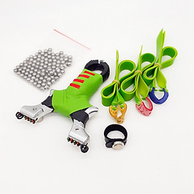 Ná Cao Su Phượng Hoàng Thước Ngắm Kép Quấn Dây Tím (+ 3 Dây Dẹt 2 Lớp + 100 Bi + Nhẫn Nam Châm Hít Bi)