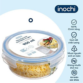 Hộp thuỷ tinh tròn Inochi - Nikko 950 ml ( 2 ngăn )