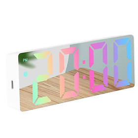 Mua Đồng hồ Gương LED 3D Báo thức Để bàn thông minh đa năng tích hợp Đo nhiệt độ - Miễn Ship - nền gương -chữ nhiều màu