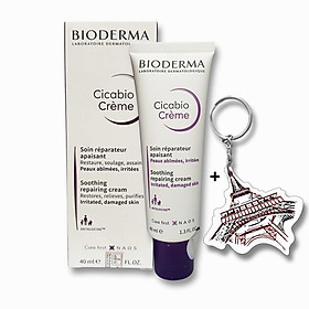 Kem Dưỡng Phục Hồi Da Bị Tổn Thương Bioderma Cicabio Creme 40ml + Tặng Kèm 1 Móc Khóa Hình Tour Eiffel Viền Đỏ