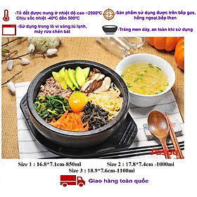 Tô(bát) đất nâu tráng men làm cơm trộn Bibimbap, canh,lẩu kim chi, mì cay,cháo gà hầm kiểu Hàn Quốc