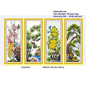 Mua Tranh thêu chữ thập tứ quý tùng trúc cúc mai MN0122 ( chưa thêu )