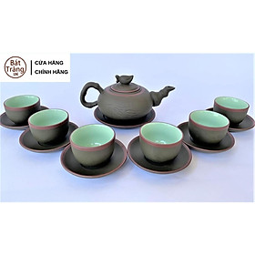 Mua Bộ ấm trà tử sa trúc đào S1 xanh chỉ lòng xanh