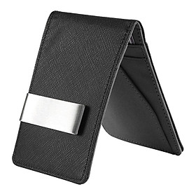 Minimalist Two-tone Color Mens Leather Money Clip Slim Wallets Credit Card