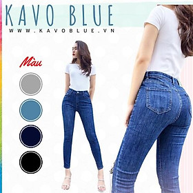 Quần Bò Nữ Lưng Cao KAVO BLUE Dáng Ôm Skinny Siêu Co Giãn M52-21