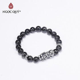 Vòng tay đá thạch anh tóc đen phối tỳ hưu bạc thái size hạt 8mm mệnh thủy, mộc - Ngọc Quý Gemstones