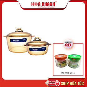 Mua Bộ 2 Nồi Thủy Tinh Luminarc Amberline Granite 1.5l + 3l